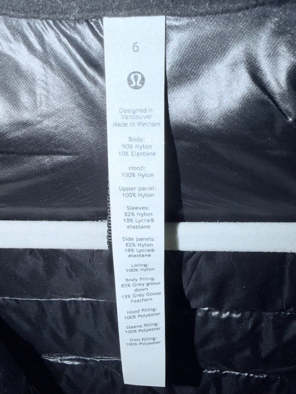 Lululemon Goose Down Hooded Hybrid Puffer Jacket Black Size 6 - Picture 2 of 2